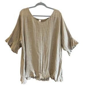 BLUE FISH 1516 Bias Linen Flounce Top‎ Rice Paper 2 / XL